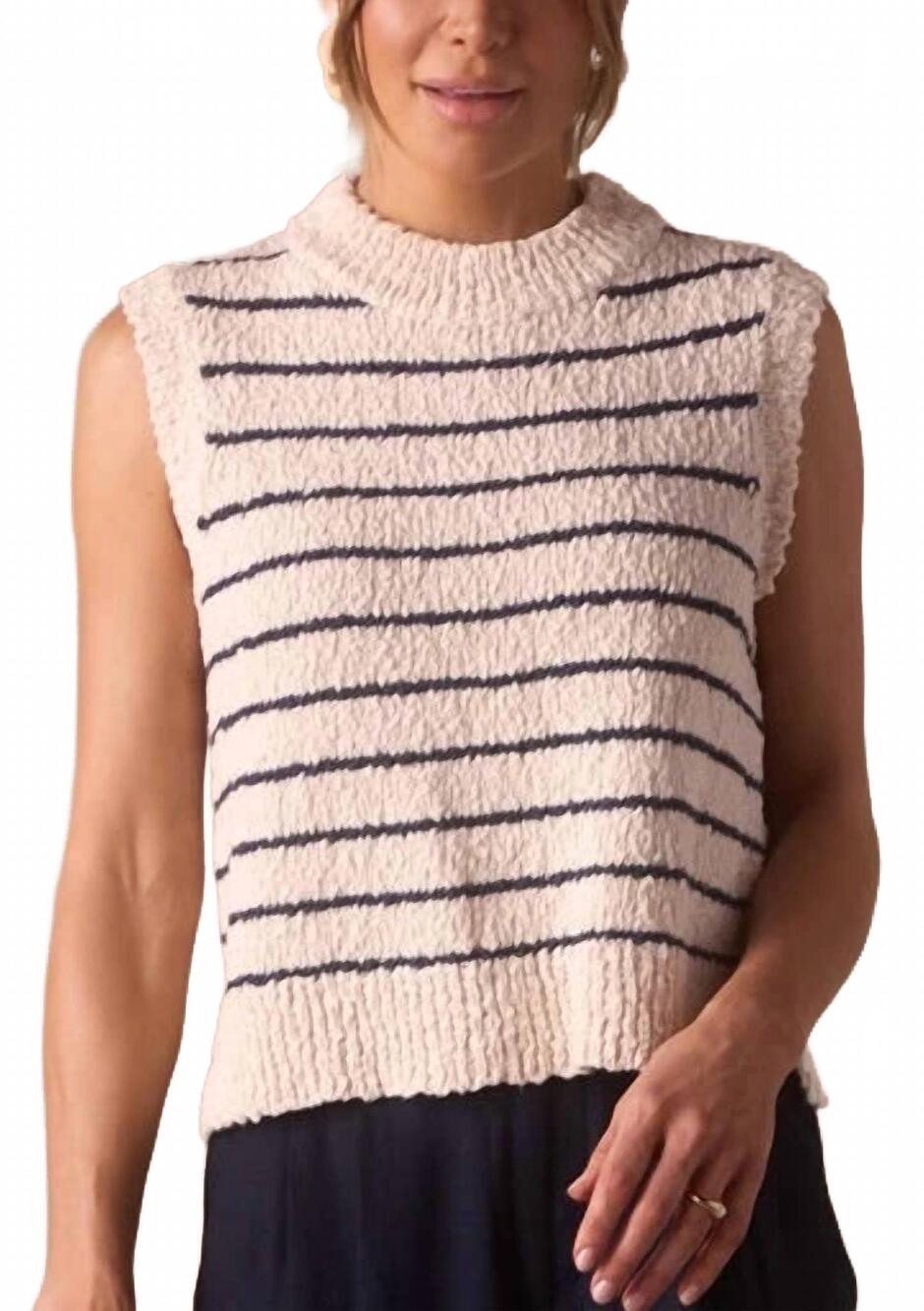 NEW THE NORMAL BRAND louise knit tank in cream & navy stripe